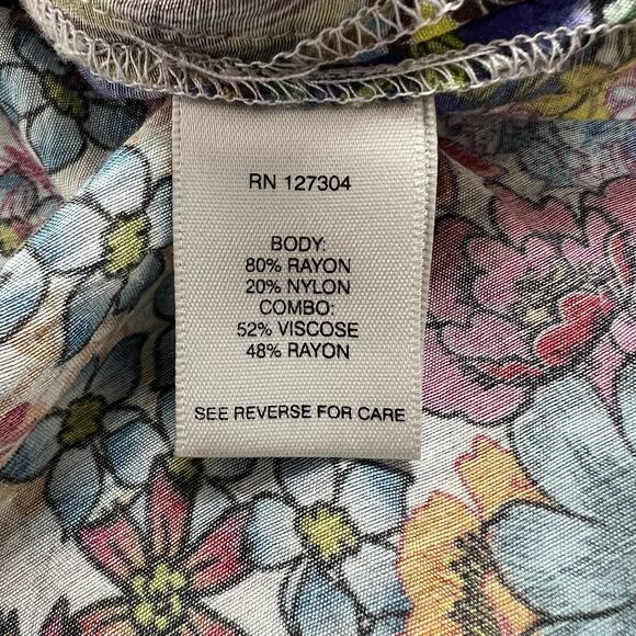 JOHN MARK Size Small Blouse Tunic Top Colorful Hummingbird Birds Floral Button - Picture 6 of 8